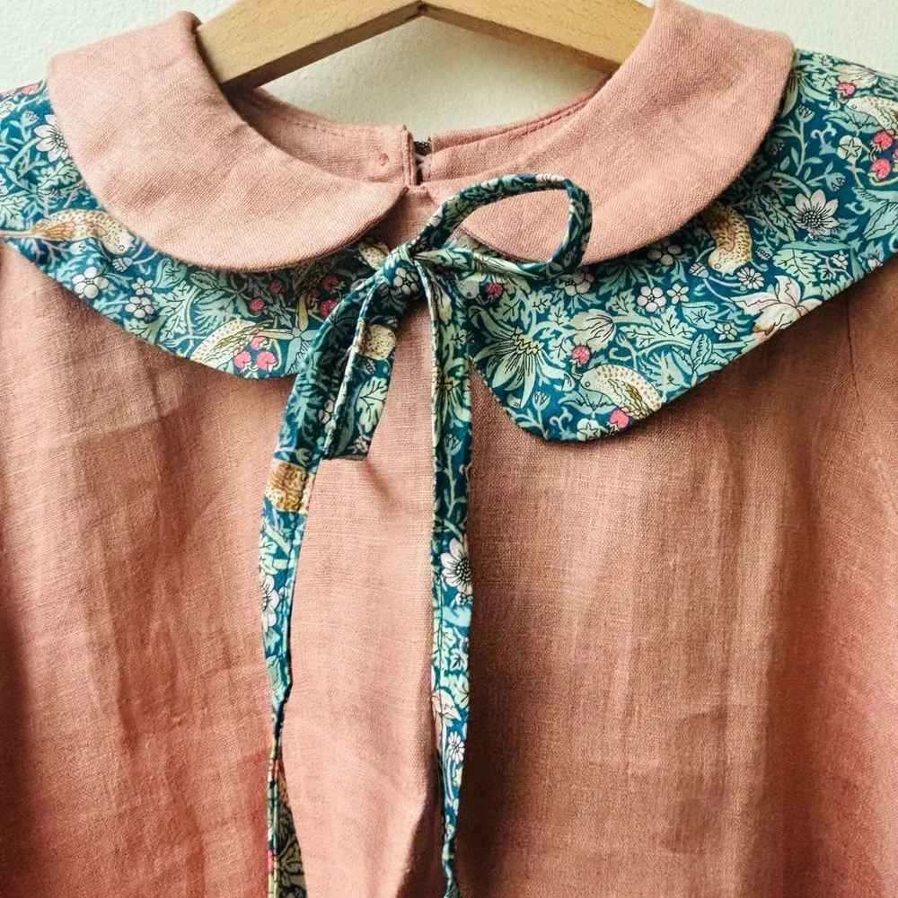 mabo tie-on collar made with liberty of london strawberry thief